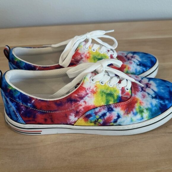 Tommy Hilfiger Tie Dye Multi-Color Canvas Foam Insert Lace Up Hippie Shoes - Picture 1 of 6